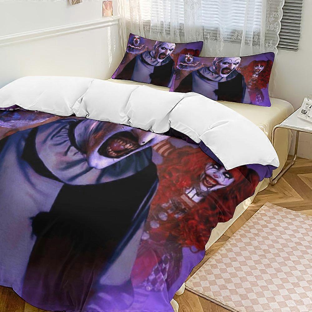 x528 Terrifier Conjunto de Cama de 3 Peças Quente e Confortável Conjunto de Cama com 1 Capa de Edredom e 2 Fronhas para Quarto b528