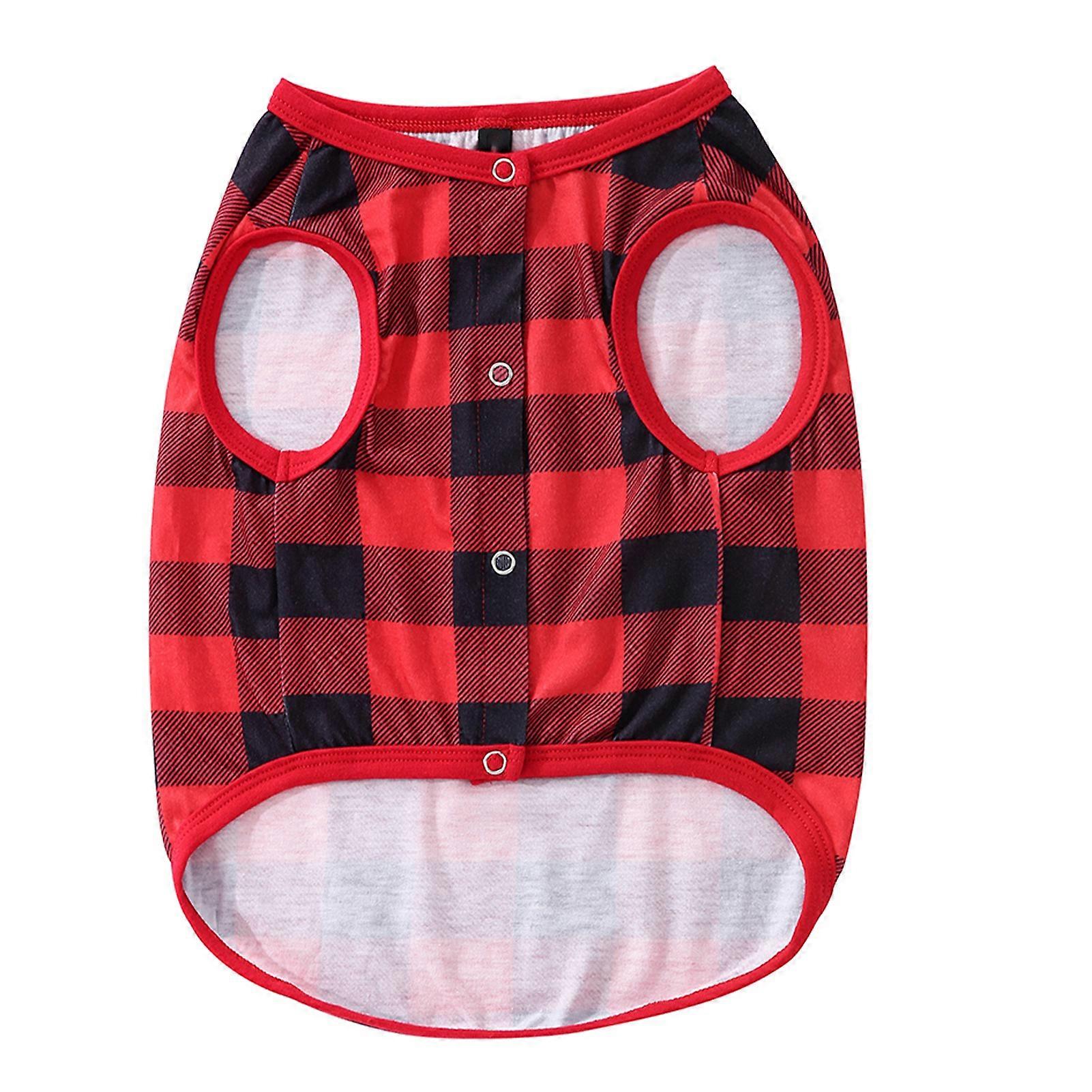 Christmas Pajamas Set Round Neck Long Sleeves Color Block Grid Tree Pattern Family Pajamas Set Red Dog L YEMAA