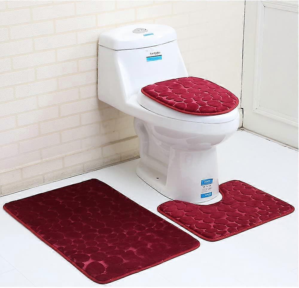 Set Of 3 Non-slip Bath Mats Breathable Memory Foam Bath Mats Comfortable Soft Water Absorbent Toilet Absorbent Bathroom Rugs Non-slip Backing (set Of