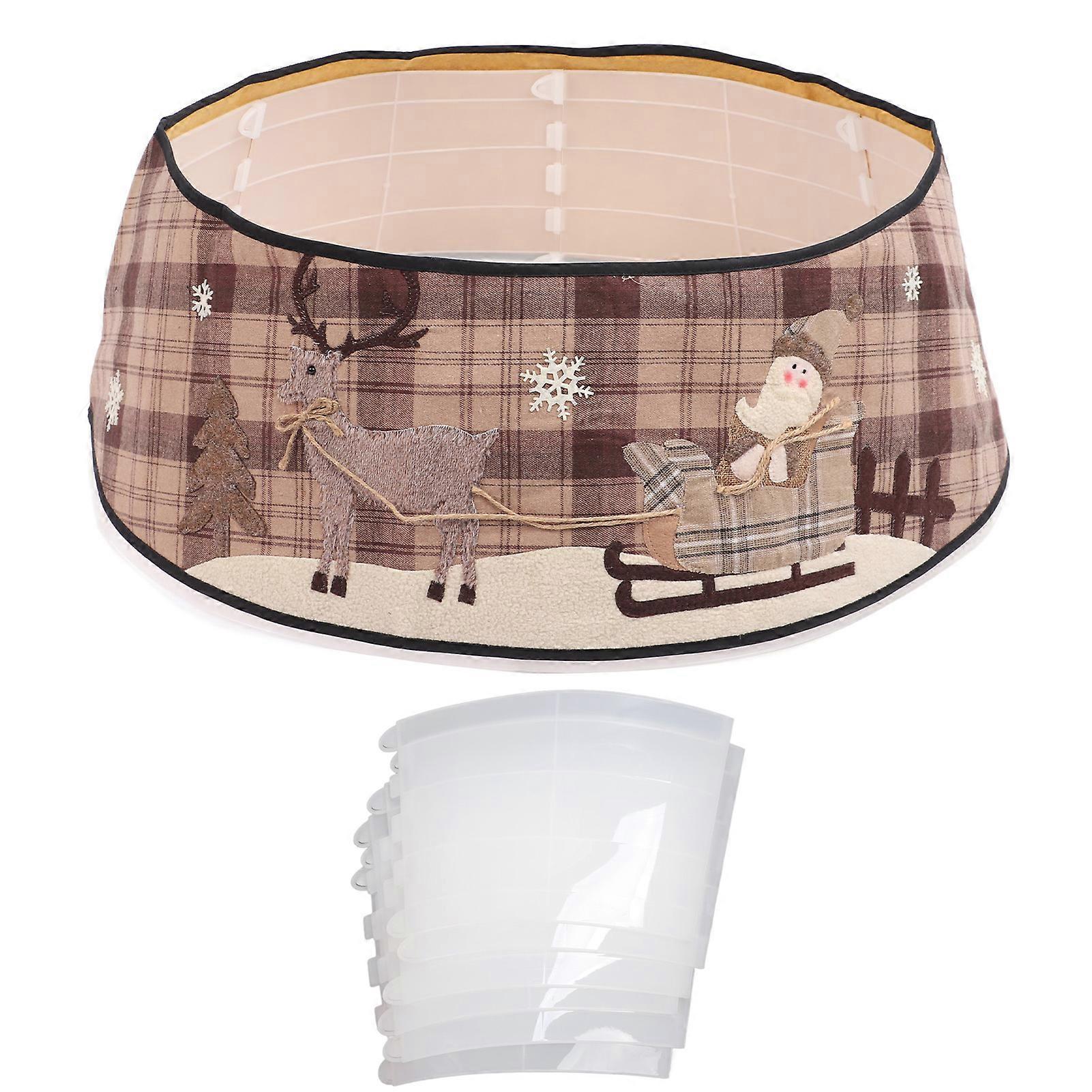 Christmas Tree Collar Ring Plaid Snowflake Elk Pattern Decorative Christmas Tree Base Cover Skirt