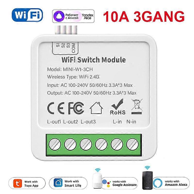 16A Tuya Smart Zigbee / WiFi Switch 2-way Control Mini Smart Breaker Smart Life 1/2/3Gang Support Alexa Google Home Yandex