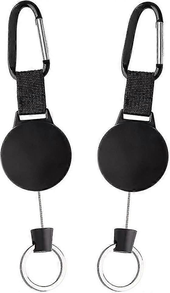 3 Pieces Id Badge Jojo Heavy-duty Extendable Keychain Retractable Key Roll Key Jojo Key Chain With 65 Cm/25 Inch Steel Wire Cord, Black