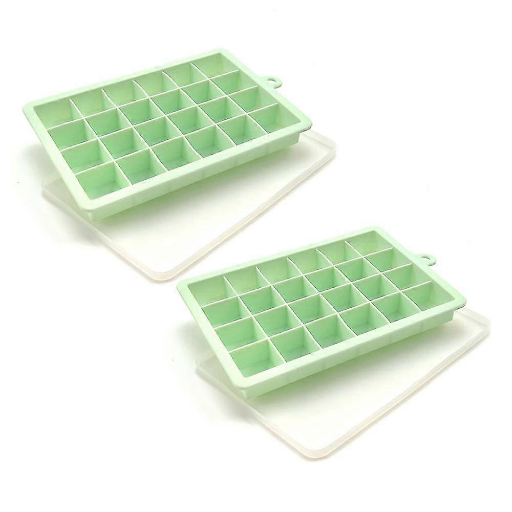 Ice Cube Trays Set Of 2, Easy Release 24 Flexible Silicone Ice Cube Molds With Removable Lid Reusable Freezer Ice Trays Stackable For Whiskey, Baby Fo