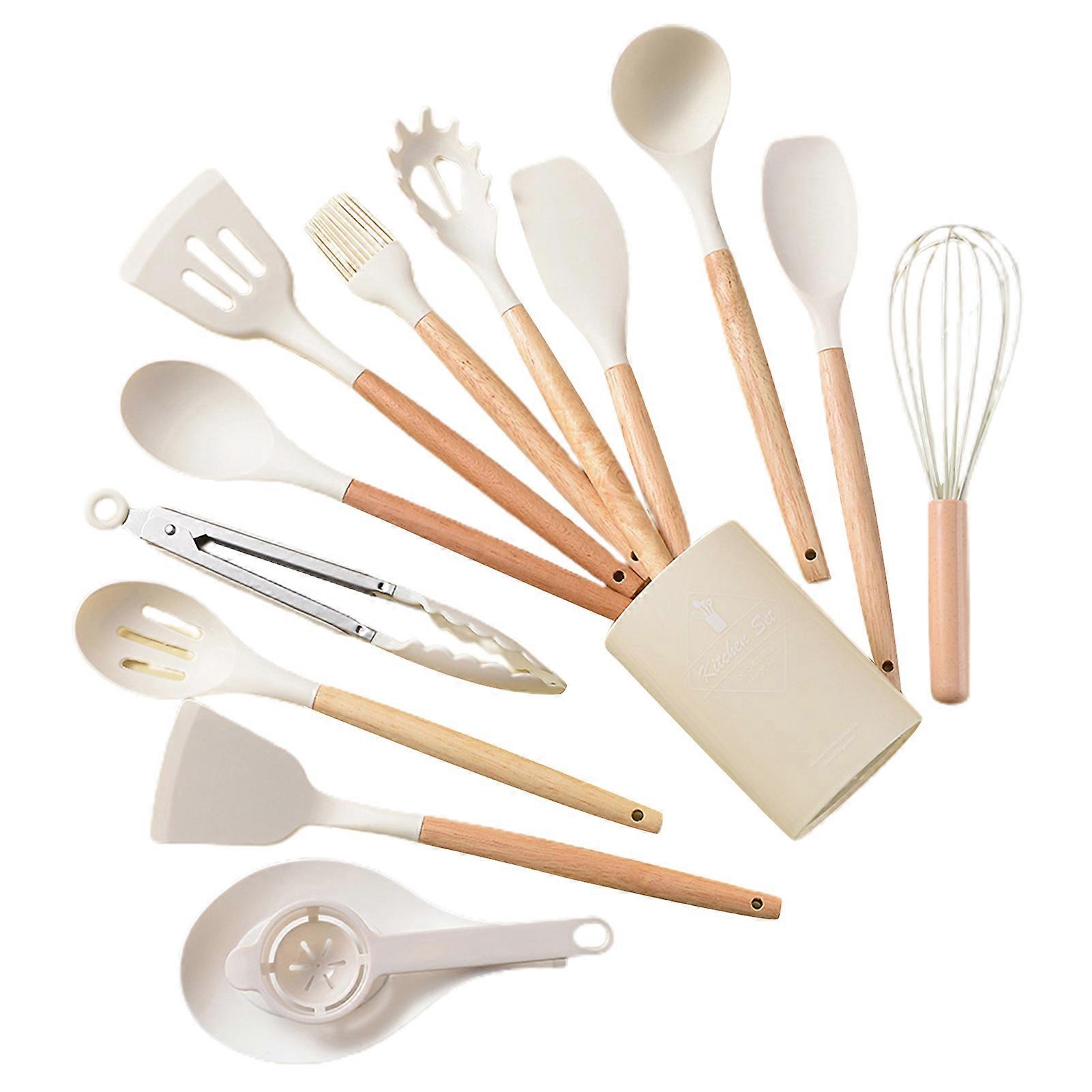 12/14Pcs Cooking Utensils Non-Stick Heat Resistant Silicone Spatula Spoon Oil Brush Shovel Egg Beater Set for Home