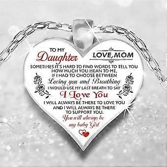 To My Daughter Necklace from Mom ,Heart Pendant Charm