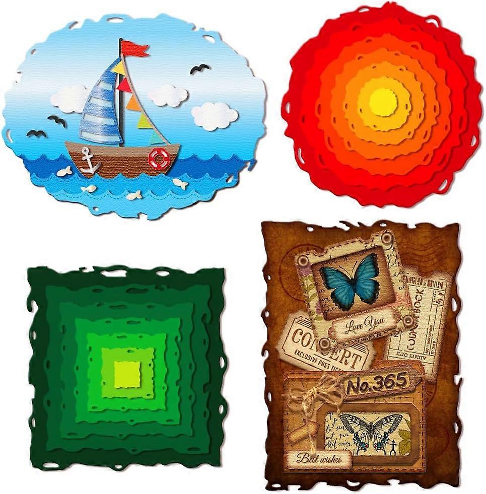 Ink - Brushed Off Deckle Edge Frame Cutting Dies for Card Making Stacked Deckle Metal Die Cuts Cutting Dies Template DIY Scrapbooking Embossing Paper