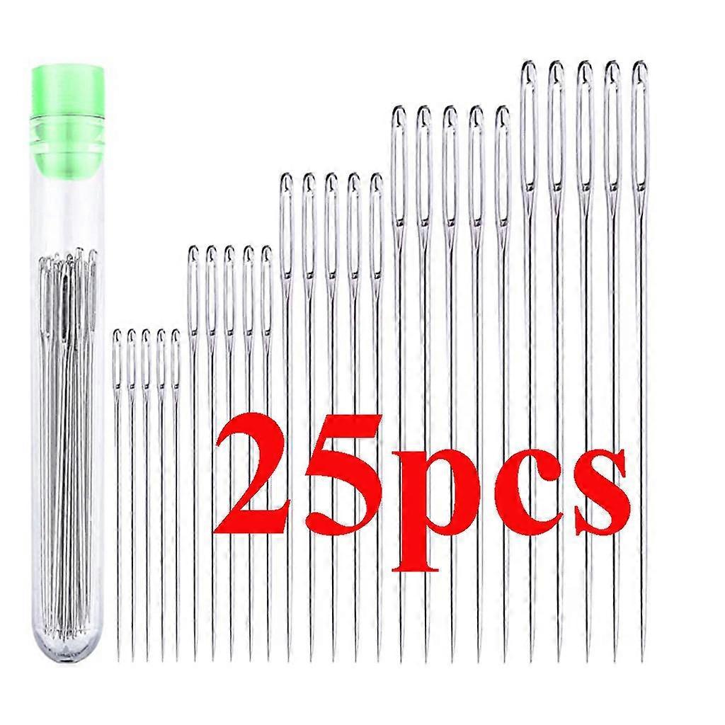 Qiao New 25PCS 5 Sizes Big Eye Sewing Machine Universal Regular Useful Sewing  Needles