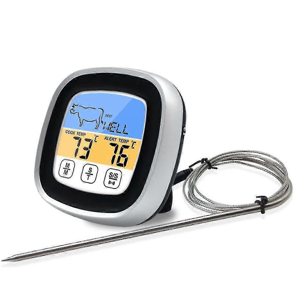Electronic Bbq Thermometer Timer Touch Bbq Thermometer (silver Black) Fgao
