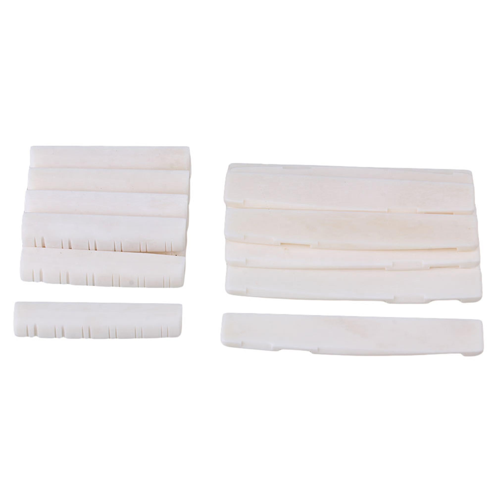 ギターフィッティングパーツ10セットベージュギター牛骨ナットとスロットサドル12弦フォークギター用