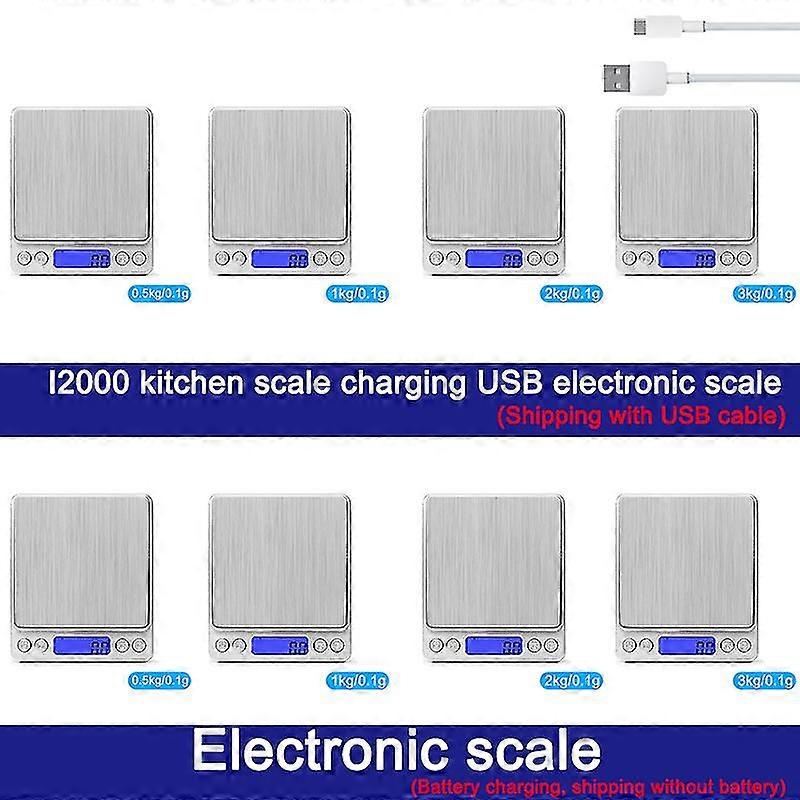Portable Pocket Digital Scale - 3kg/0.1g & 500g/0.01g Modes, Jewelry Food Kitchen Scale With 2 Trays, Blue Backlight