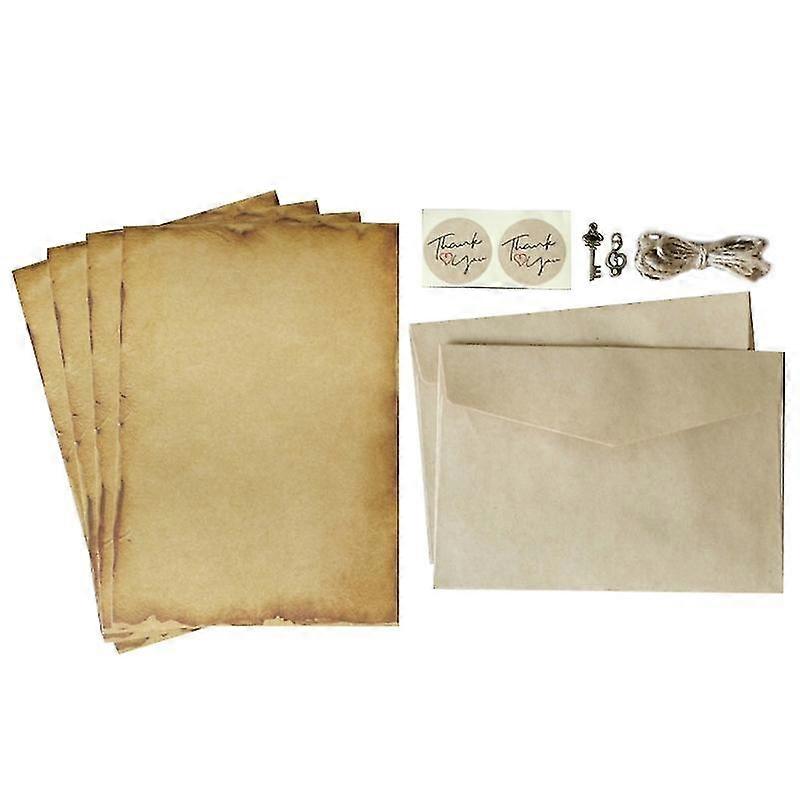 1 set antikt brevpapper A5 kraftpapper för inbjudningar