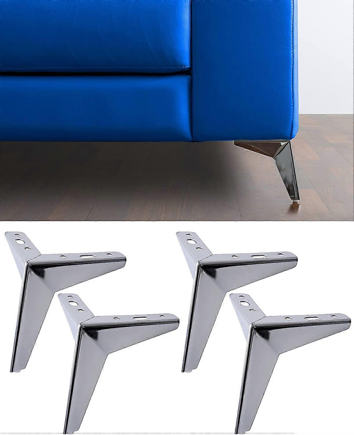 4 Furniture and Sofa Legs Jazz Model Set of 4 Metal Legs - Elegant Design Feet for Armchairs and Cabinets - Black Color - Height 130 mm (Chrome)