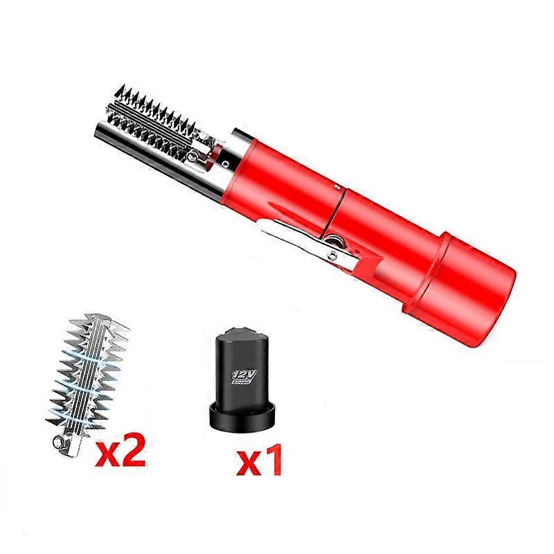 Electric Fish Scale Scraper Red Single Battery+Cutter Head