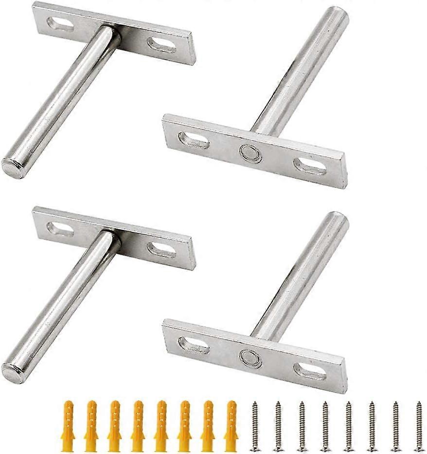 perfect 4 x 7.62cm Floating Shelf Brackets Blind Shelf Brackets Hidden Brackets for Floating Wood Shelves - Screws and Wall Plugs Included