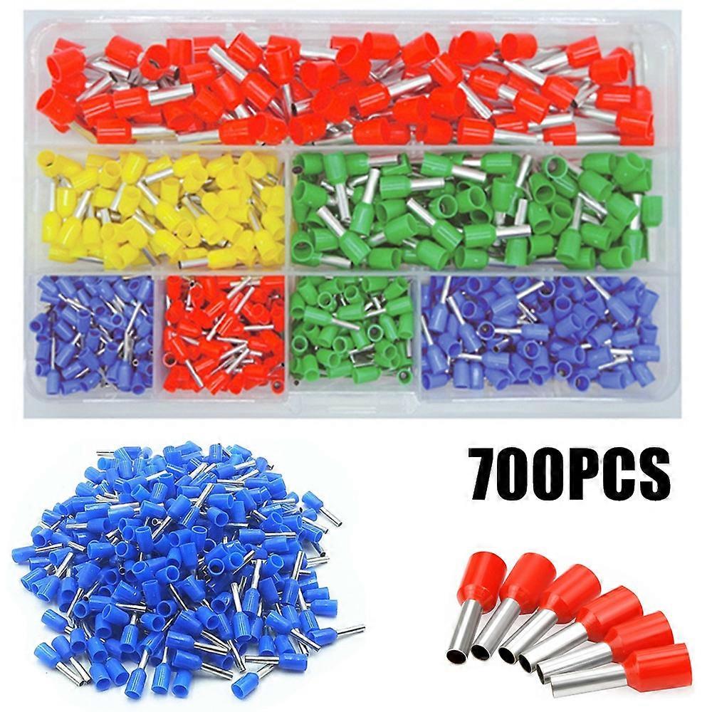 700PCS Assorted Copper Crimp Connector Insulated Cord Pin End Terminals Ferrules Wire Terminals Connectors Kit Set 0.5-6.0mm2
