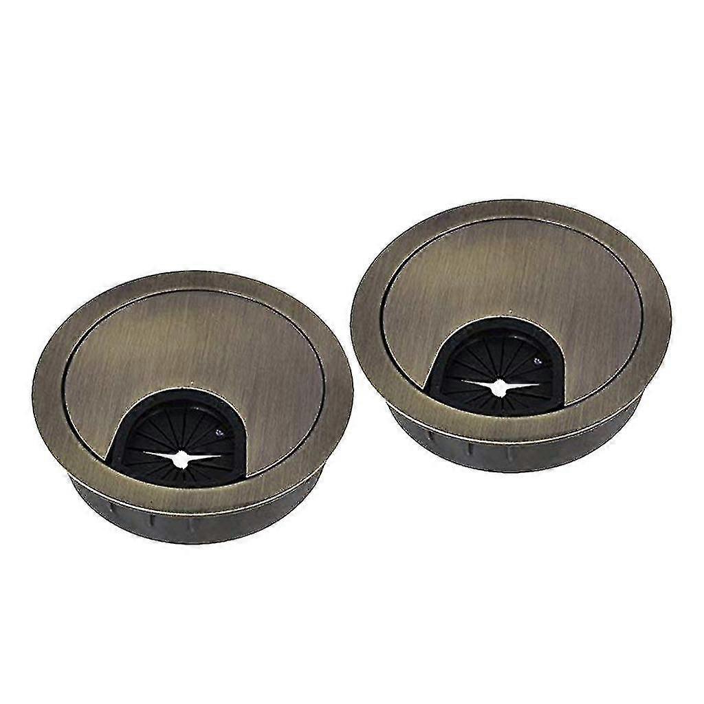 2pcs 50mm Computer Desk Table Grommet Cable Port Wire Hole Cover Bronze