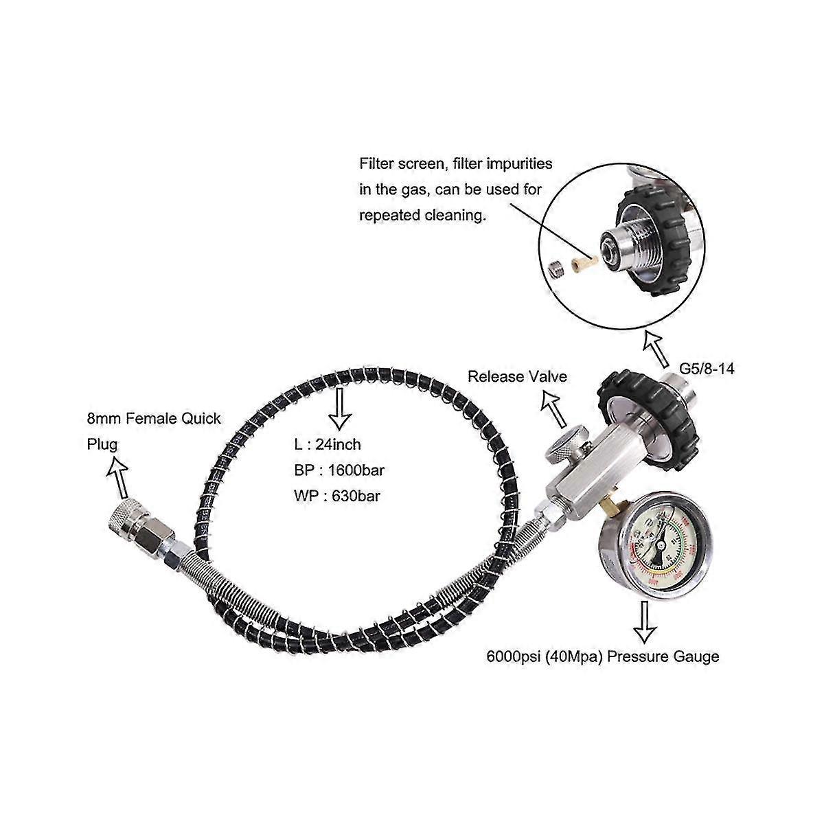 24inch Fill Station Charging Adaptor Adaptor From Scuba Tank Bp:1600bar :630bar Connector For Pcp A