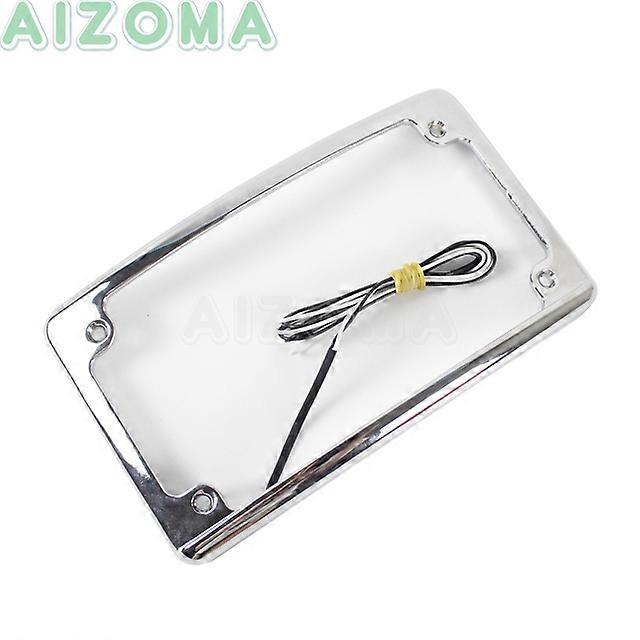Motorcycle 6PCS LED Curved License Plate Frame with Light Fit Standard 7-3/16" x 4-1/4" License Number Plate Cover For Harley