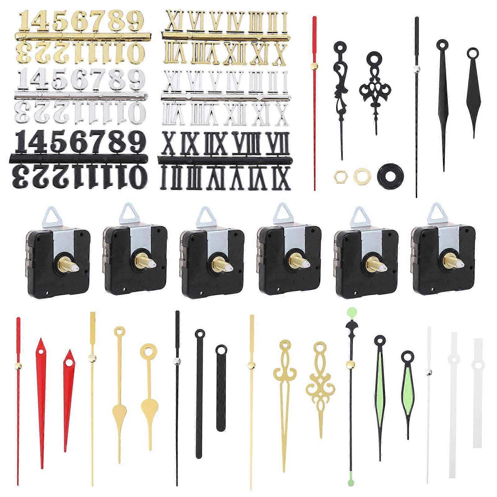 6 Sets DIY Wall Clock Clock Parts Replacement Clock Parts Movement Clock Replacement Motor Wall Clock Movement