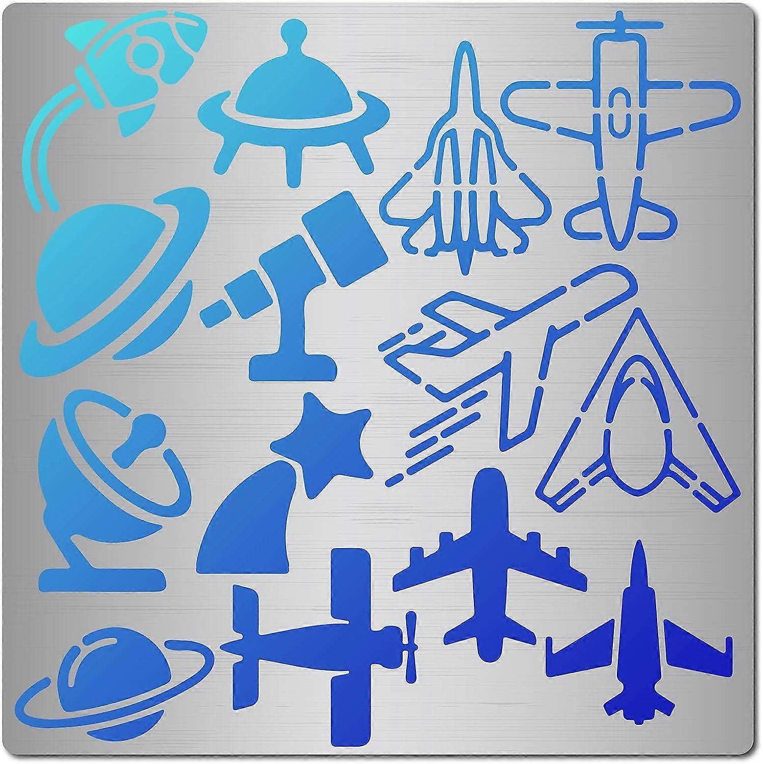 6.3 Inch Spacecraft Metal Stencil Space Rocket Pattern Stainless Steel Cutting Stencil Template Journal Tool for Painting Wood Burning Pyrography and