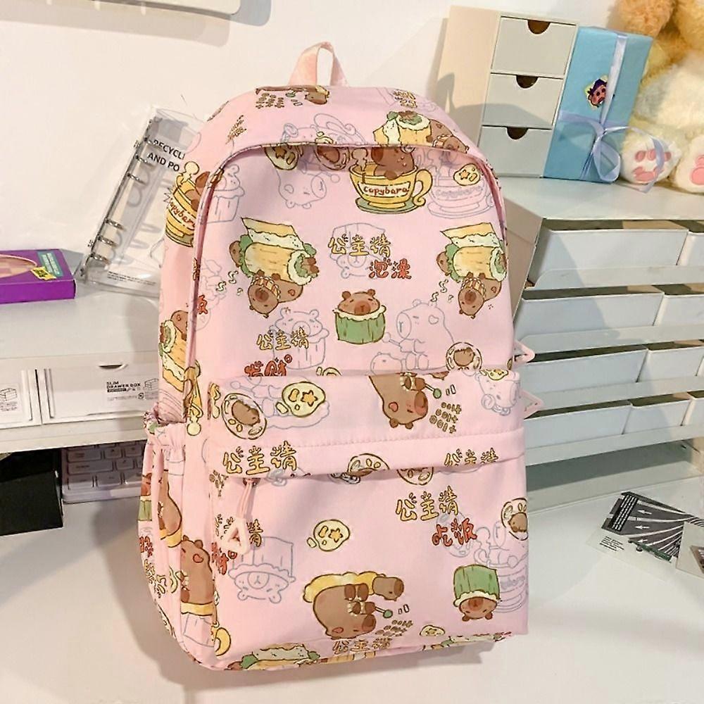 Kawaii Tecknad Capybara Ryggsäck Rolig Stor Kapacitet Capybara Skolväska Nylon Handväska Student Lapt