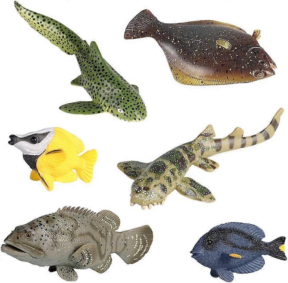 6 Pcs Miniature Fish Figurines Set Mini Sea Animals Models Realistic Plastic Sea Animals Models for Collection Science