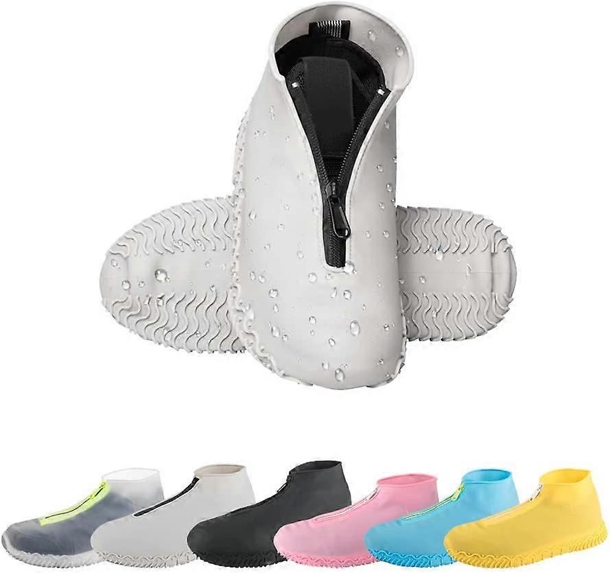1 Pair Waterproof Silicone Shoe Covers, Reusable Foldable Not-Slip Rain Shoe Covers with Zipper,Shoe Protectors Overshoes Rain Galoshes for Kids,Men a