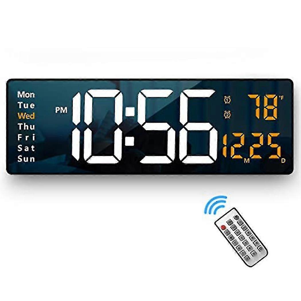 Digital Wall Clock Display, Wall Clocks, Modern Led Digital Clock With Remote Control For Room Deco