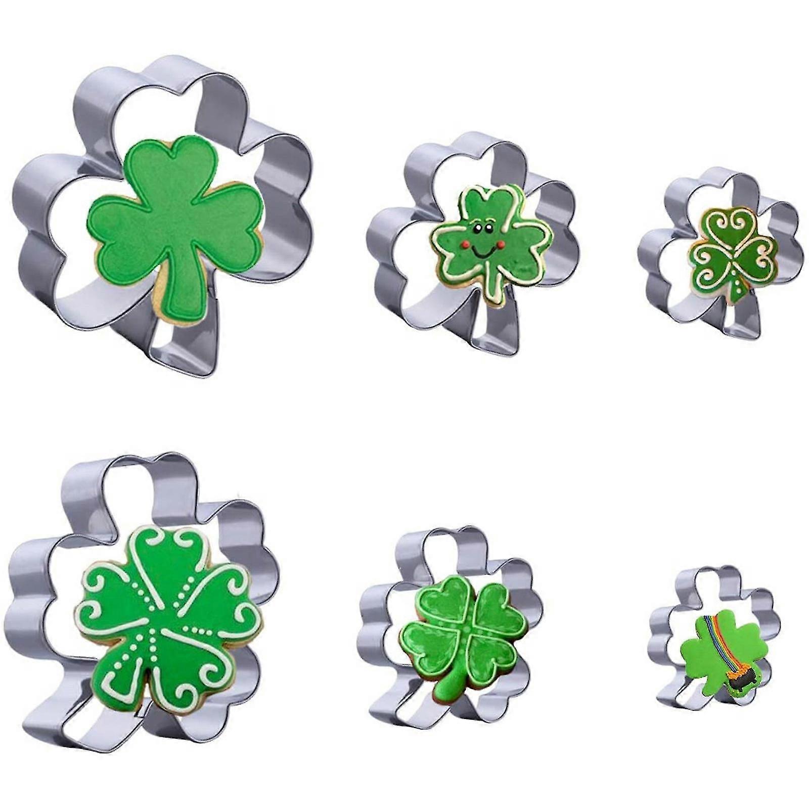 6pcs Cookie Cutter Ausstechformen Set Shamrock Vierblattform