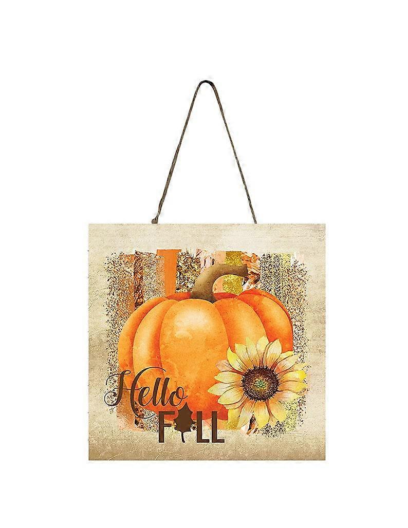 Hello Fall Pumpkin Wood Mini Sign 5" x 5"