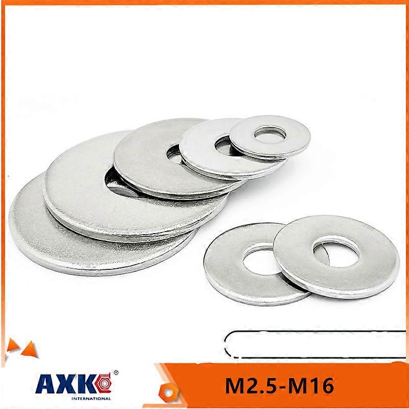 1/100X M2.5 M3 M3.5 M4 M5 M6 M8 M10 M12 M14 M16 A2-70 304 Stainless Steel Large Size Oversize Big Wider Flat Washer Plain Gasket