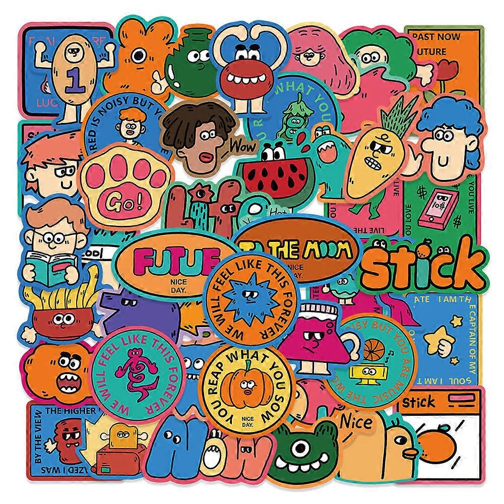 Cartoon Colourful Weird Stuff Graffiti Waterproof Stickers 50pcs