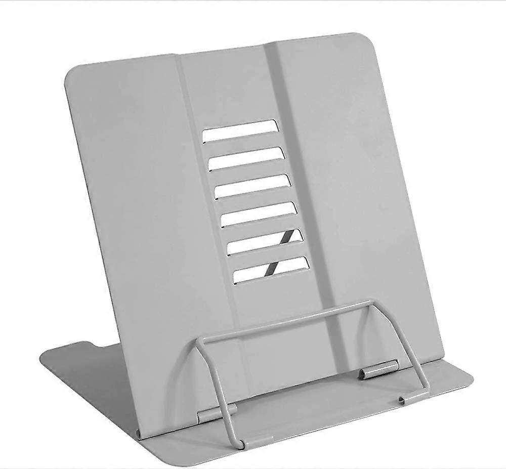 Foldable Metal Book Holder, Metal Easel Book Holder, Metal Book Holder Reading Stand, Adjustable Cookbook Stand (Gray)