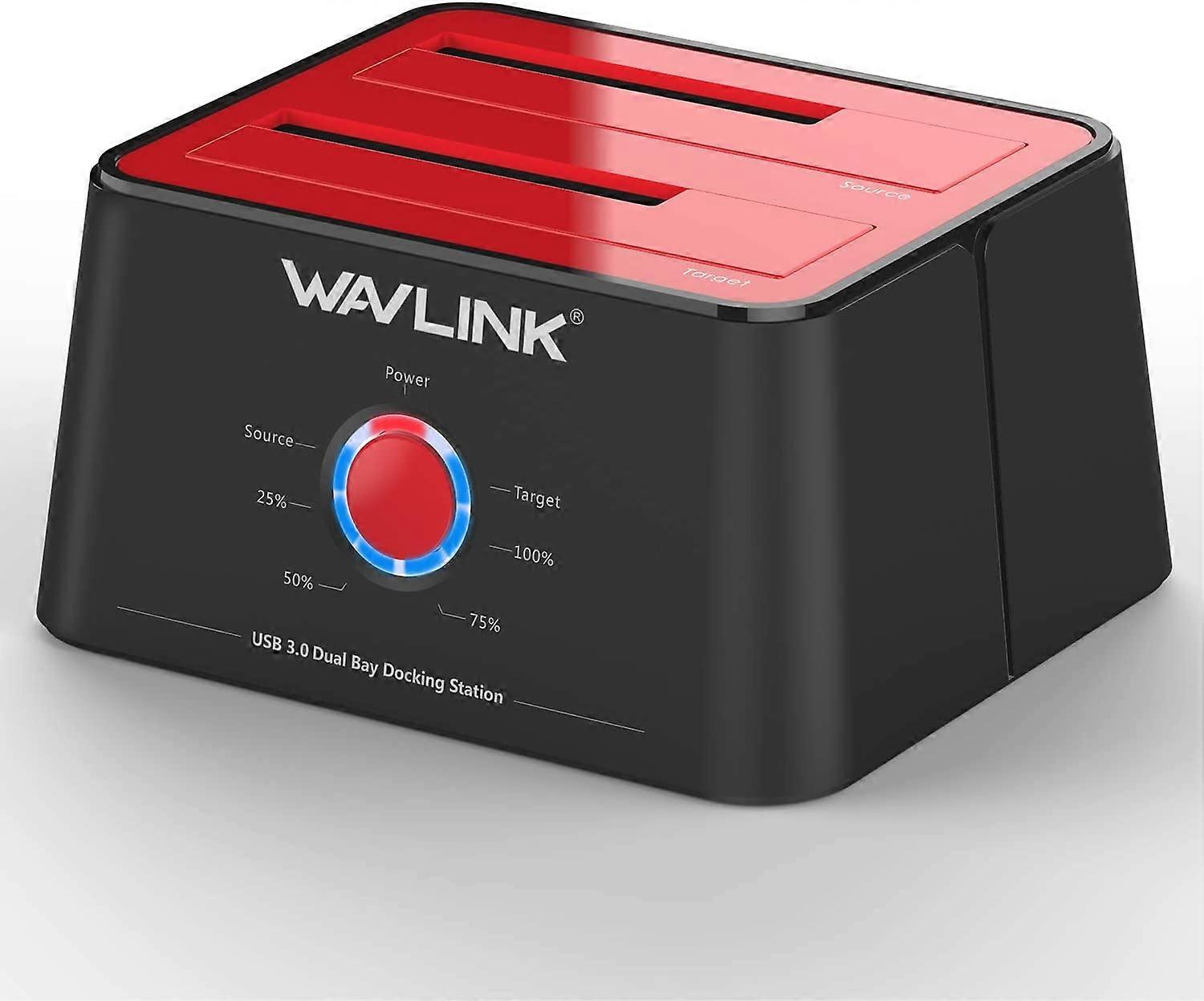 Dual HDD DockWAVLINK USB 3.0 to SATA I/II/III Dual-Bay External Hard Drive Docking Station for 2.5/3.5 Inch HDD/SSD with UASP (6Gbps), Support Offline