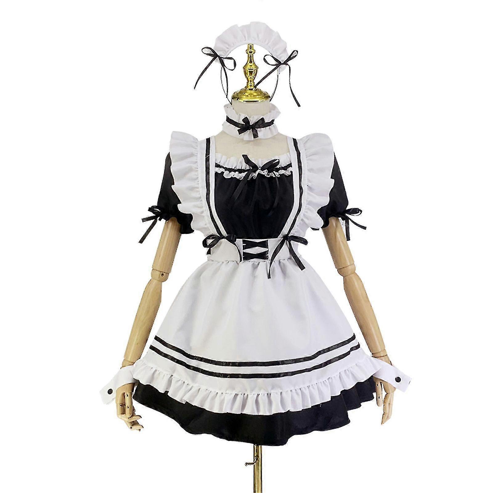 Disfraz De Sirvienta Francesa Lolita – Cosplay Con Delantal, Orejas De Gato Y Lazos – Talla M – Multiusos