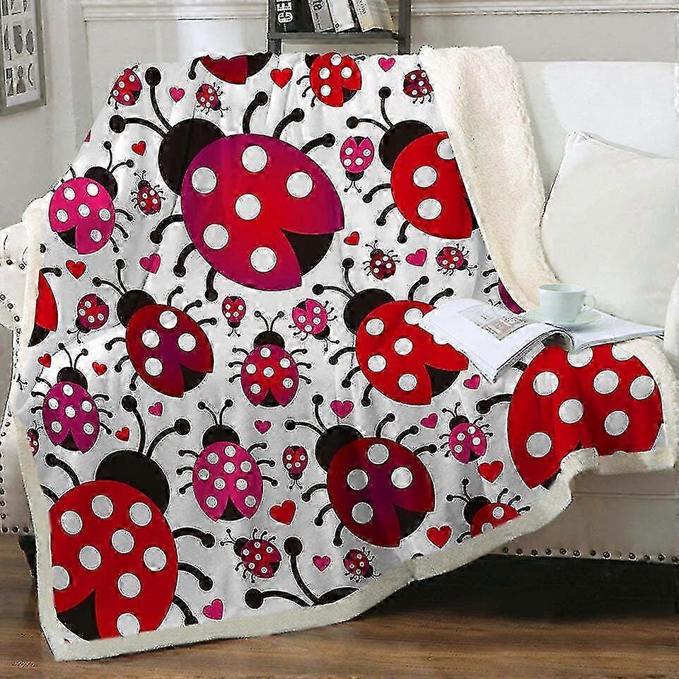 t1831 Blanket Little Hearts and Ladybugs Throw Blanket Blanket bn1831