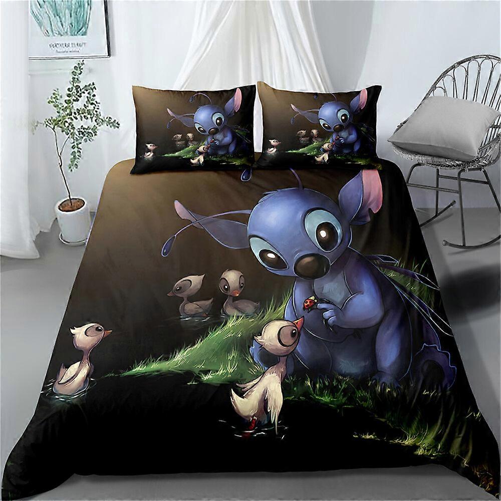 v5125 Bed Sheets Lilo Stitch  Duvet Cover Set    Super  Size Bed Set Bed Sheets IU5125