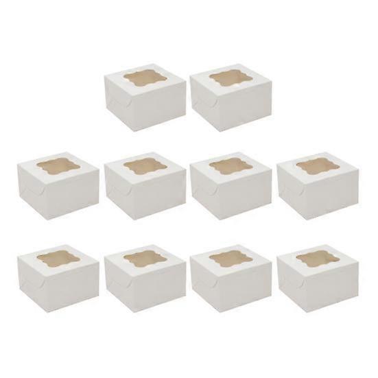 10Pcs Cookie Box Visible Window Waterproof White/Brown Bakery Dessert Packing Case Kitchen Tool