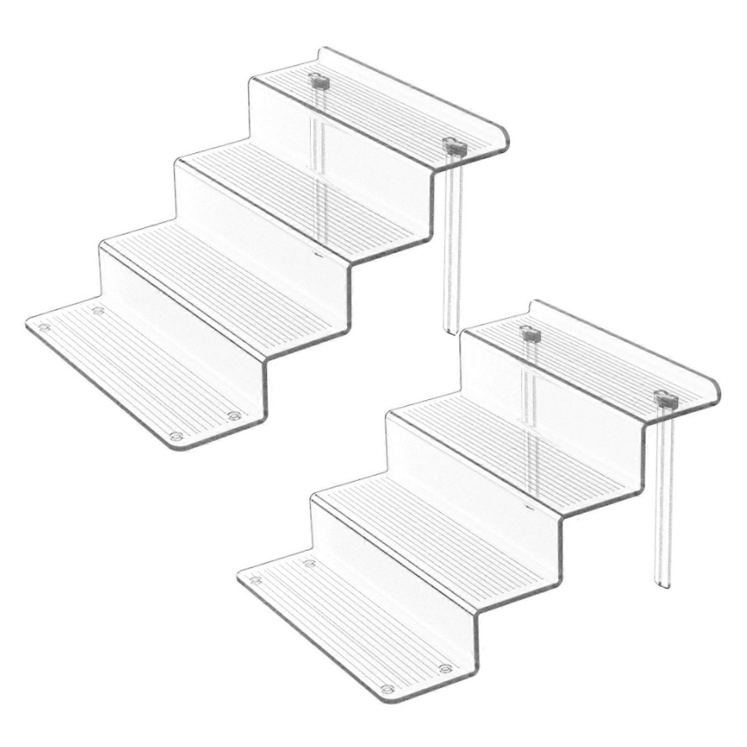 2 Pcs Cosmetic Display Stands Transparent Stable Wide Platform Great Load Bearing Riser Display