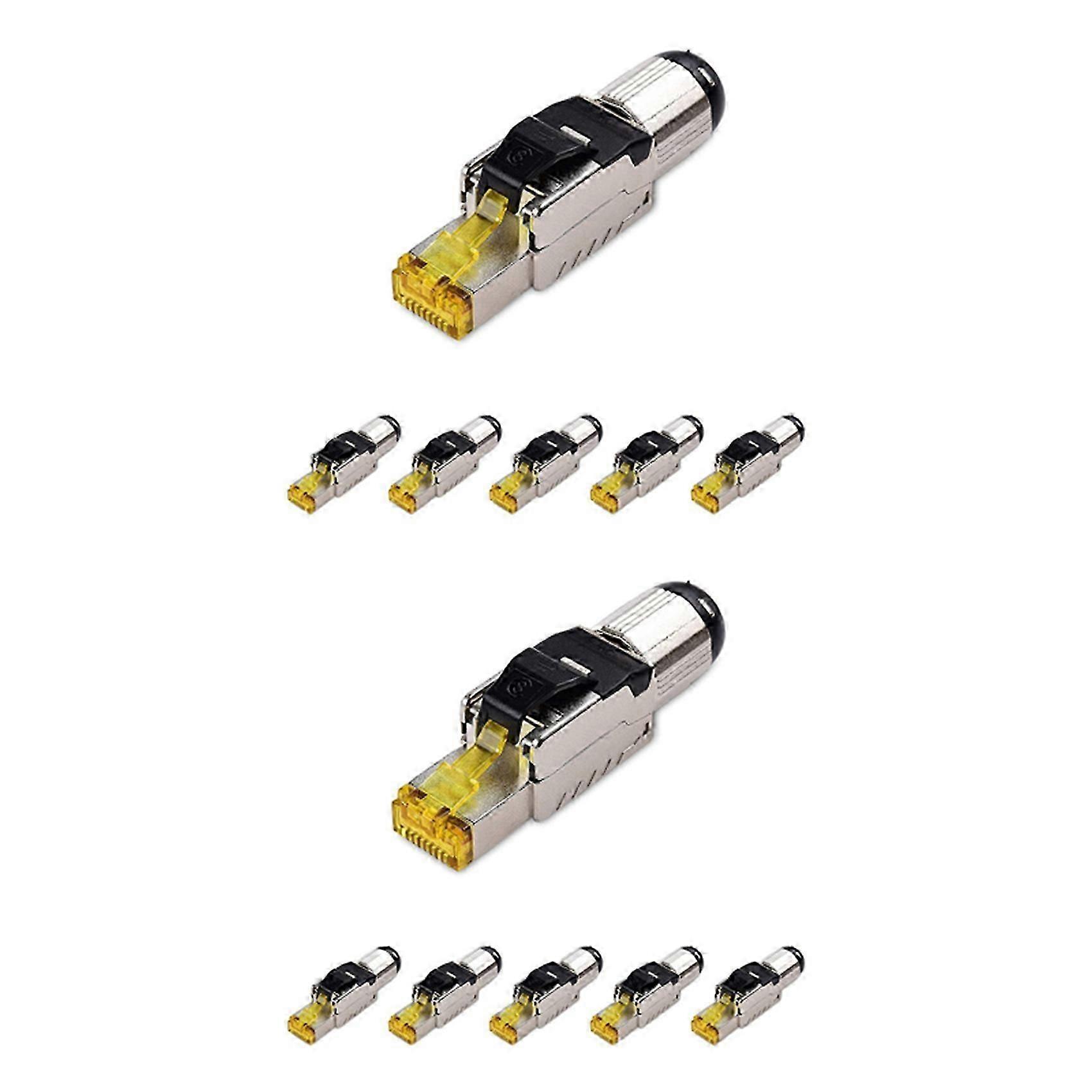 6-Pack Tool Free Shielded RJ45 Cat 8,Cat8 Termination Plug,Cat8 Plug