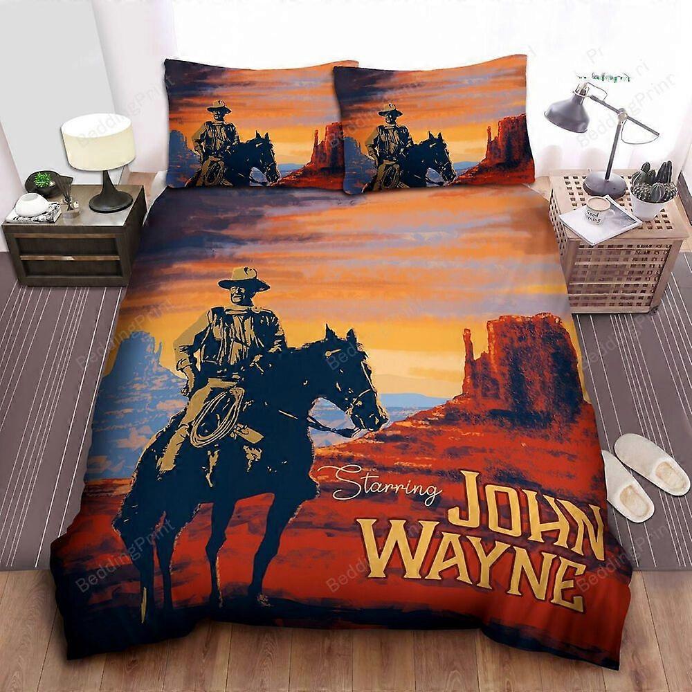 v416 ملاءات سرير جون واين ستار غطاء لحاف 3 قطع طقم مفروشات كامل طقم مفروشات من 3 قطع (1 غطاء لحاف + 2 وسادة) y416