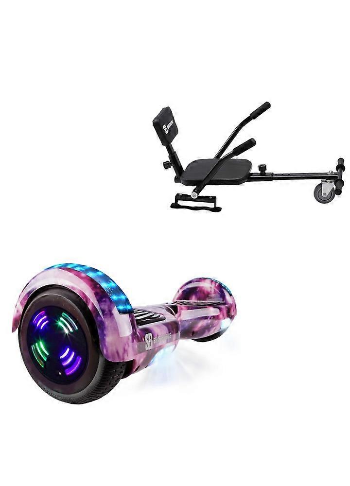 6.5 Inch Hoverboard With Comfort Hoverkart, Regular Galaxy Pink Junior, Standard Range And Black Comfort Seat, Smart Balance