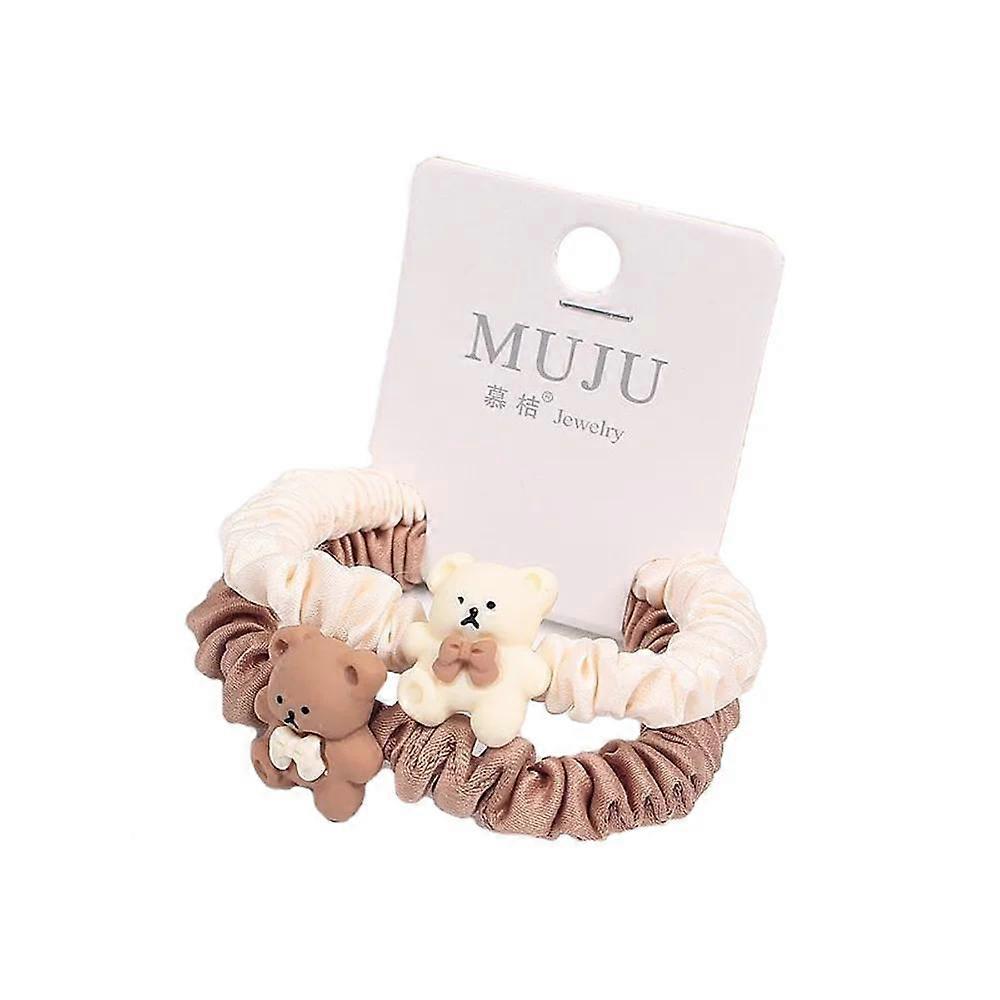2Pcs Bow Hair Bands Elastic Scrunchie Ponytail bandă de cauciuc Accesorii de păr Fete Desene animate Drăguț Pălărie Cadou