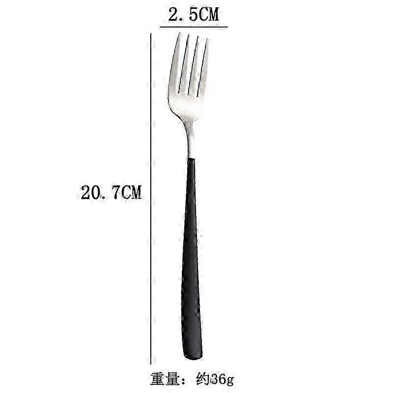 6ピースステンレスフォーク韓国家庭ロングハンドルサラダフォークステーキフォークフルーツフォーククリエイティブウエスタン食器シルバーブラック