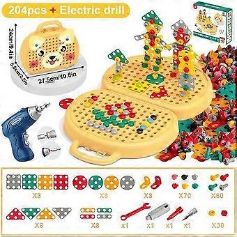 Kids Electric Drill Toolbox Set - 205-Piece STEM Toy for Hands-On Learning & Creative Building Fun!