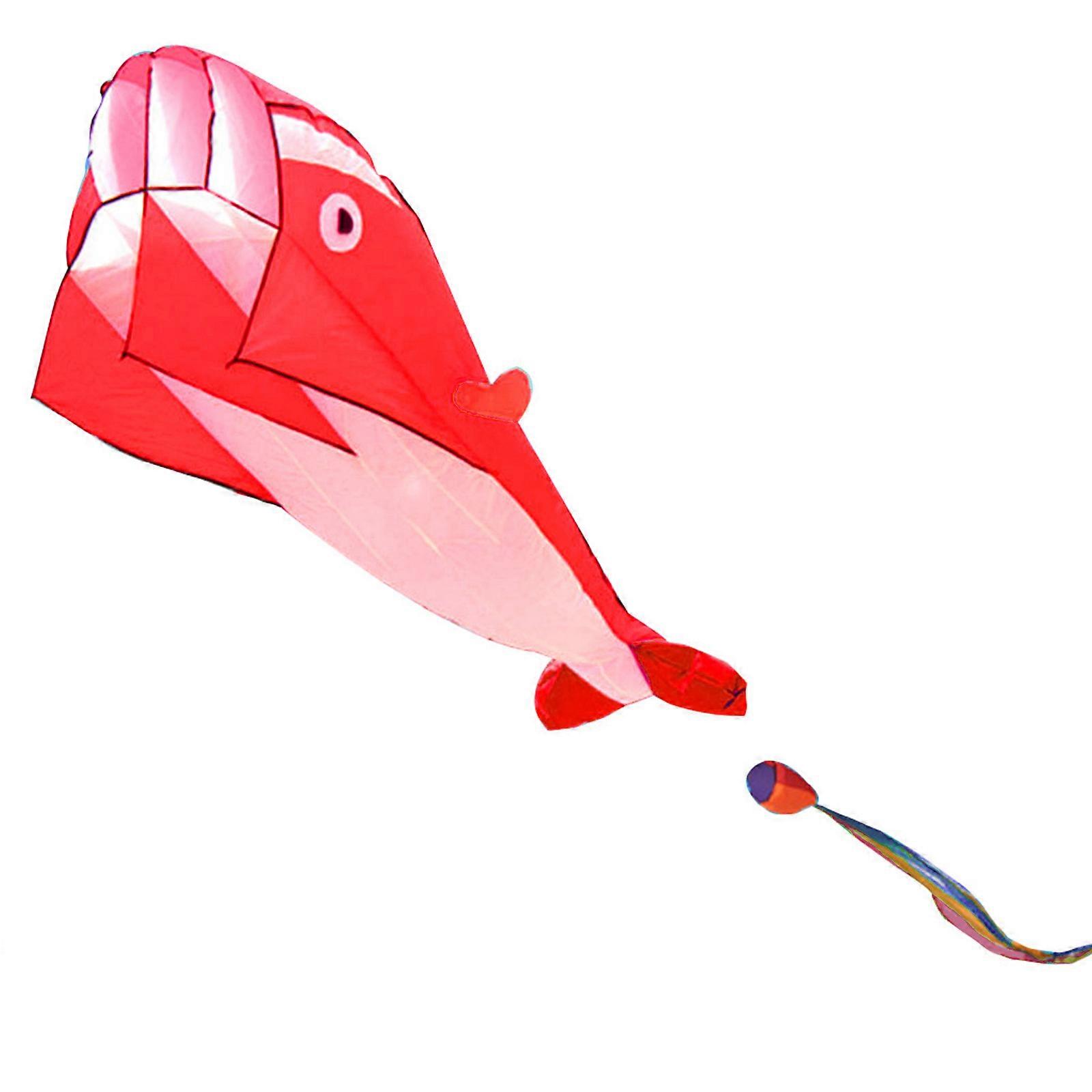 Orange Dolphin Kite Suitable for Convenient Flying for Children and Beginners with Super Long Tail Amazing Orange-color Red