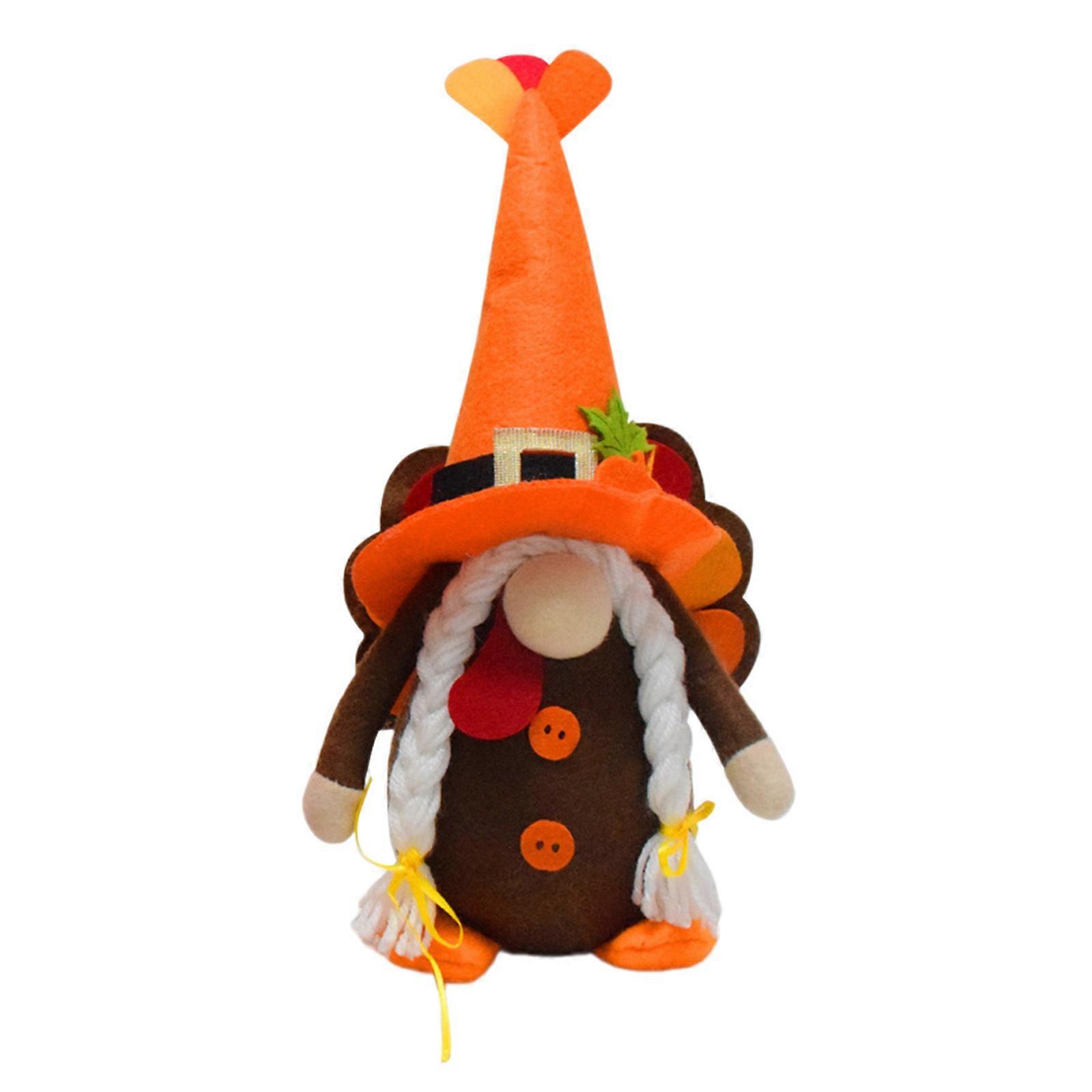 Thanksgiving Turkey Stuffed Doll Standing Faceless Doll Plush Toy for Window Display Funny Dwarfs Decorations for Kids