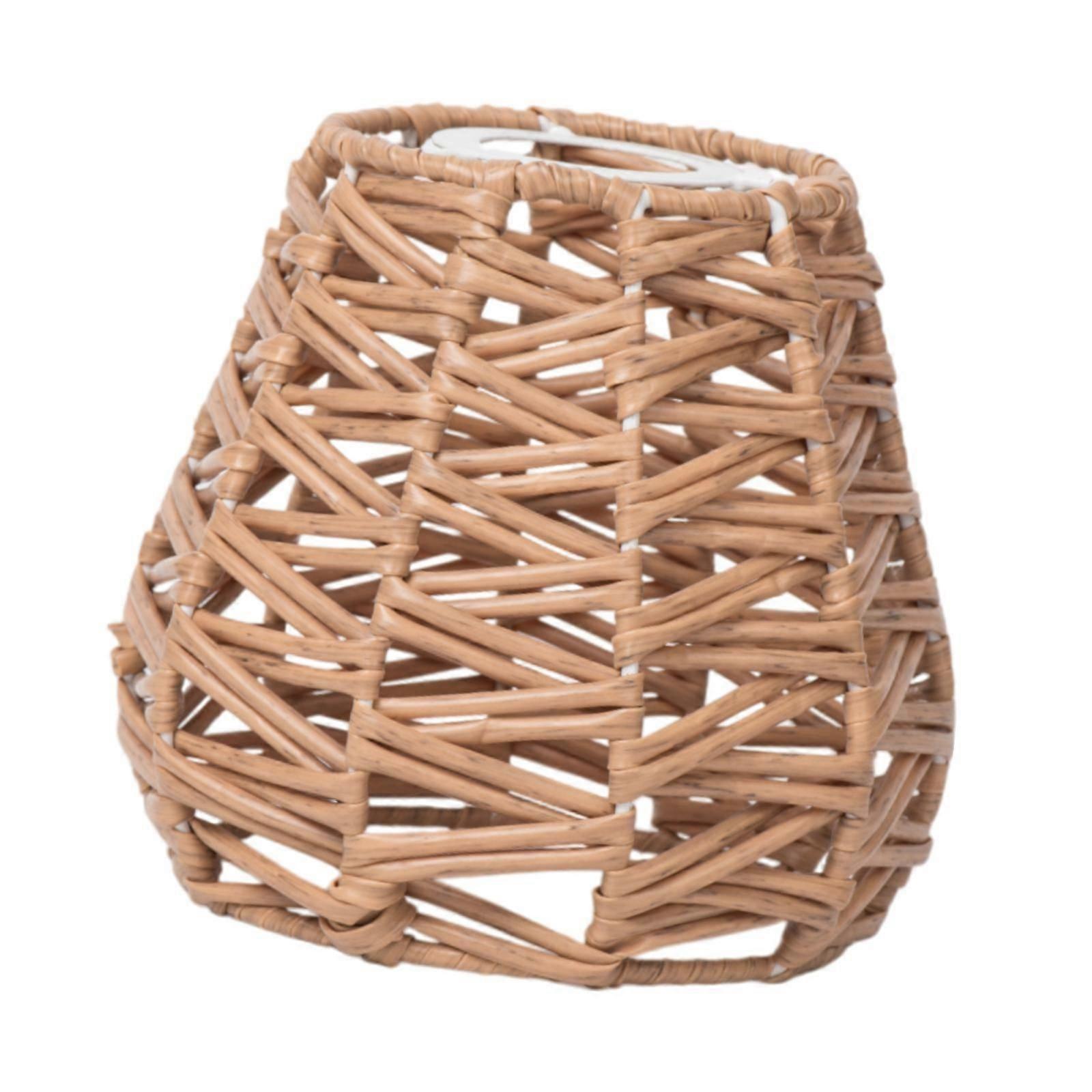 Imitation Rattan Woven Lamp Shade Unique Rustic for Living Room Home Style A