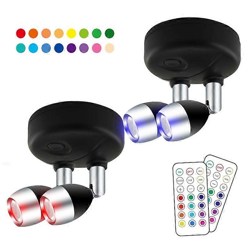 C2765 Double Head 2 Lights Wireless RGB Remote Control Cabinet Ambient Spotlight