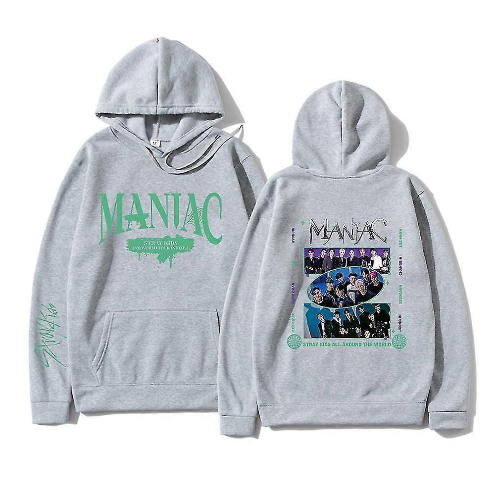 Kpop Túlavé Detské Maniac Mikiny s kapucňou Skz World Tour 2022 Mikiny s kapucňou Mikiny s kapucňou Sudaderas Mikiny s kapucňou Unisex šedá
